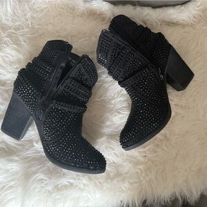 Very G Black Studded Ankle Booties